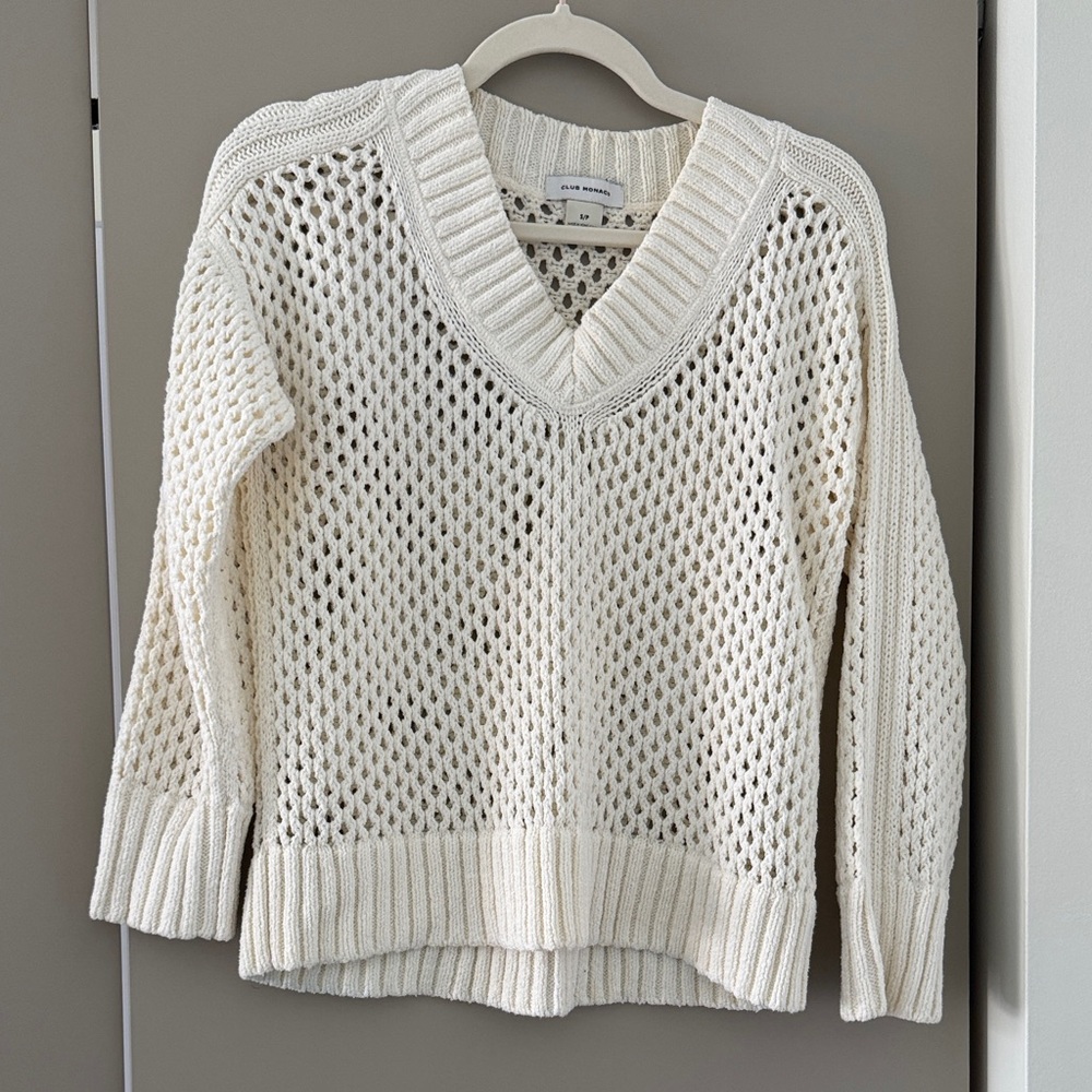 Club Monaco Cream V-Neck Sweater